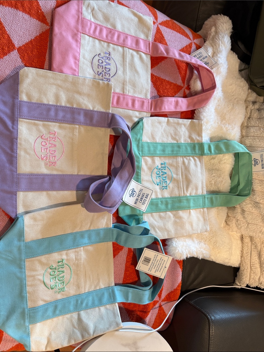 Trader Joe's Canvas Tote Bag - Pastel Colors